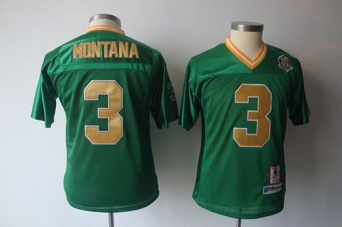 Dame #3 Joe Montana Green Stitched Youth NCAA Jersey